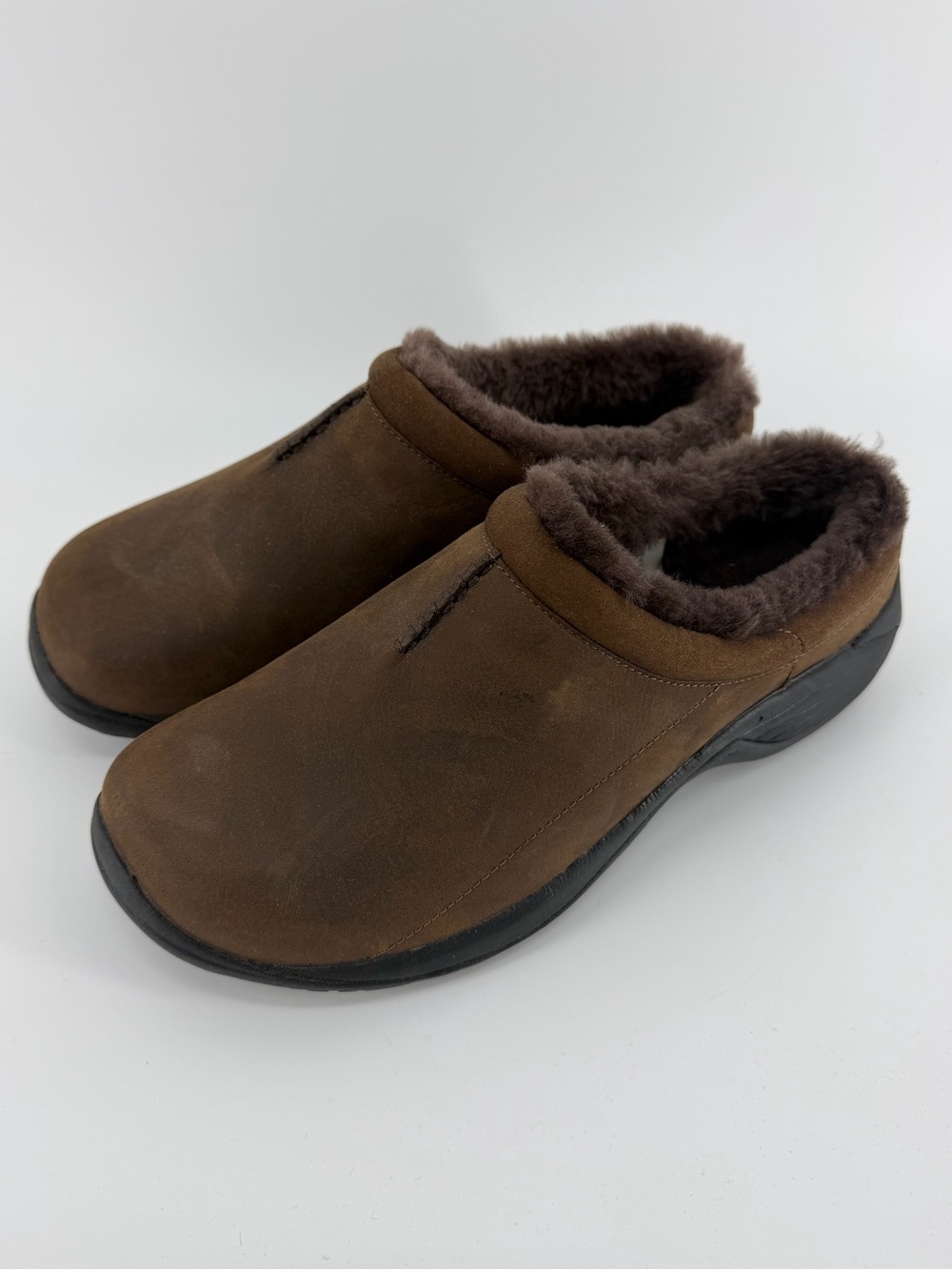 Merrell Encore Chill 2 Faux Fur Lined Brown Leather Slip-On Moccasins, Men's 9